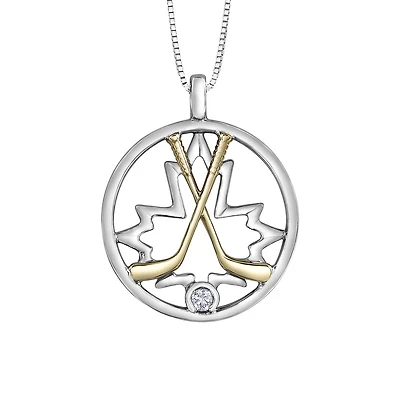 Glacier Fire Sterling Silver 10K Yellow Gold Diamond Hockey Pendant
