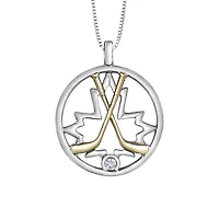 Glacier Fire Sterling Silver 10K Yellow Gold Diamond Hockey Pendant
