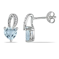 Julianna B Sterling Silver Aquamarine & Diamond Earrings