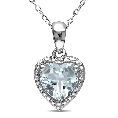 Julianna B Sterling Silver Aquamarine Fashion Pendant with Chain