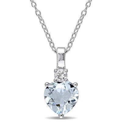 Julianna B Sterling Silver Aquamarine & Created White Sapphire Pendant