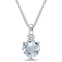 Julianna B Sterling Silver Aquamarine & Created White Sapphire Pendant
