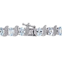 Julianna B Sterling Silver Aquamarine & Diamond Bracelet