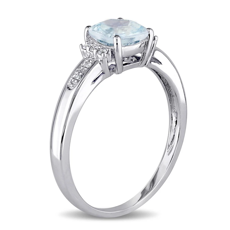 Julianna B 10K White Gold Aquamarine & 0.05CTW Diamond Fashion Ring