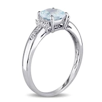 Julianna B 10K White Gold Aquamarine & 0.05CTW Diamond Fashion Ring