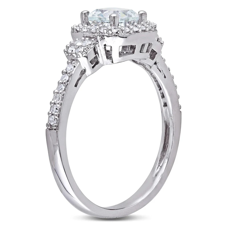 Julianna B 10K White Gold Aquamarine & 0.16CT Diamond Fashion Ring