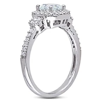 Julianna B 10K White Gold Aquamarine & 0.16CT Diamond Fashion Ring