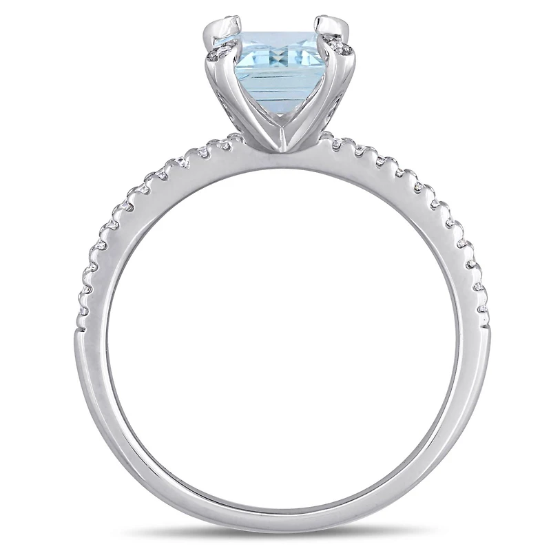 Julianna B 14K White Gold Aquamarine & 0.10CTW Diamond Fashion Ring