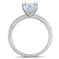 Julianna B 14K White Gold Aquamarine & 0.10CTW Diamond Fashion Ring
