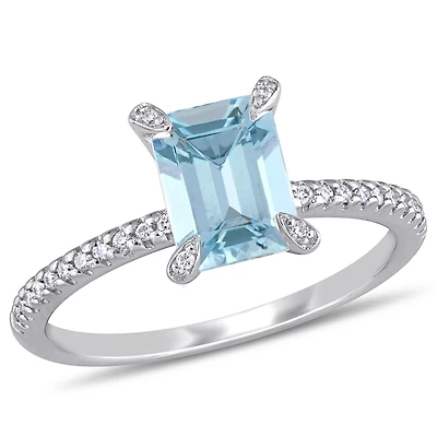 Julianna B 14K White Gold Aquamarine & 0.10CTW Diamond Fashion Ring