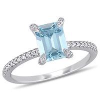 Julianna B 14K White Gold Aquamarine & 0.10CTW Diamond Fashion Ring