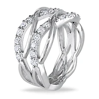 Julianna B Sterling Silver Cubic Zirconia Crisscross Ring