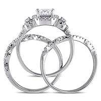 Julianna B Sterling Silver Square Shape Cubic Zirconia Halo Bridal Set