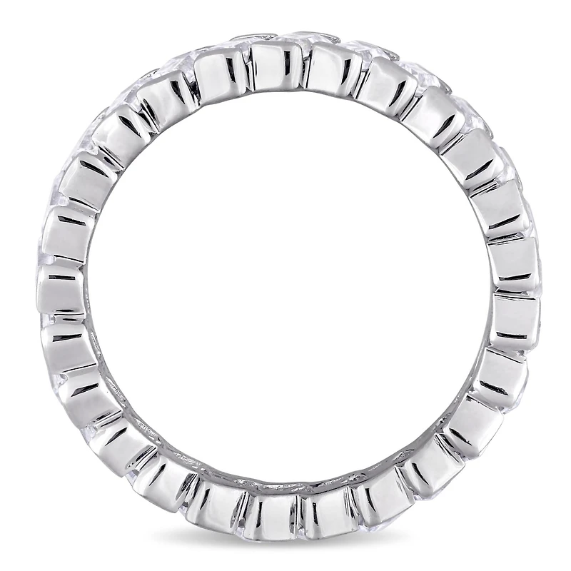 Julianna B Sterling Silver Baguette-Shaped Cubic Zirconia Angled Eternity Ring