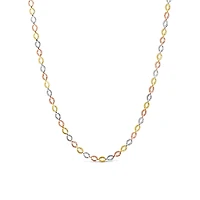 10K Yellow White and Rose Gold Diamond Cut Links Necklace