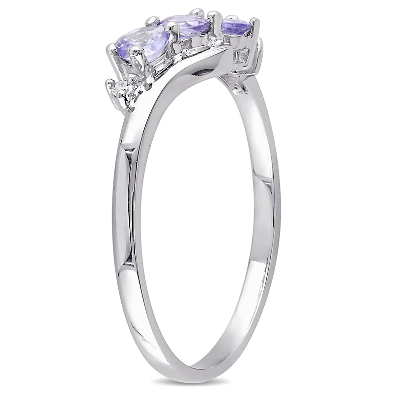 Julianna B 10K White Gold Tanzanite & 0.018CT Diamond 3 Stone Ring