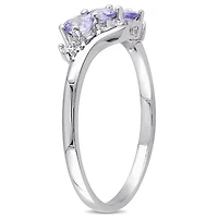 Julianna B 10K White Gold Tanzanite & 0.018CT Diamond 3 Stone Ring