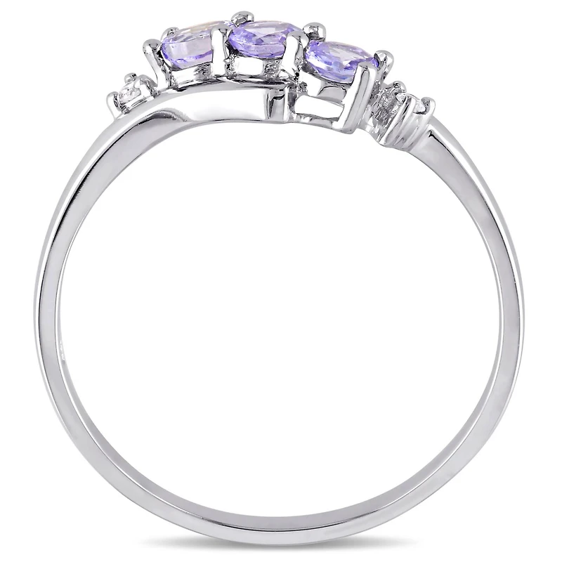 Julianna B 10K White Gold Tanzanite & 0.018CT Diamond 3 Stone Ring