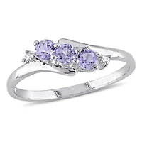 Julianna B 10K White Gold Tanzanite & 0.018CT Diamond 3 Stone Ring