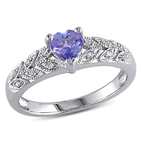 Julianna B Sterling Silver Tanzanite & 0.06CT Diamond Fashion Ring