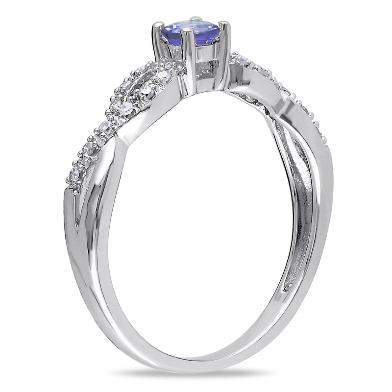 Julianna B Sterling Silver Tanzanite & 0.10CT Diamond Fashion Ring