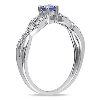 Julianna B Sterling Silver Tanzanite & 0.10CT Diamond Fashion Ring
