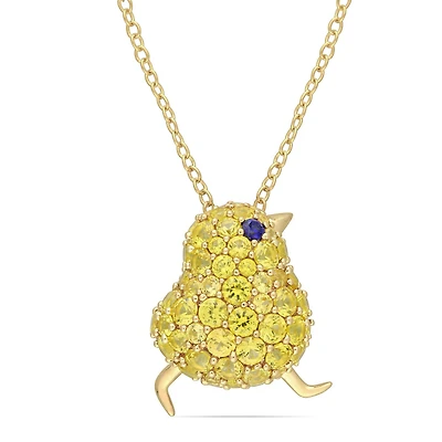 Julianna B Sterling Silver Created Blue & Created Yellow Sapphire Necklace