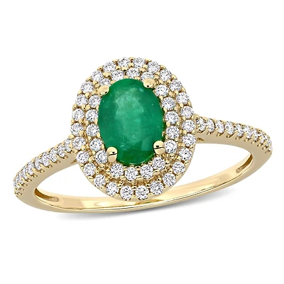 Julianna B 14K Yellow Gold Emerald & 0.33CT Diamond Fashion Ring