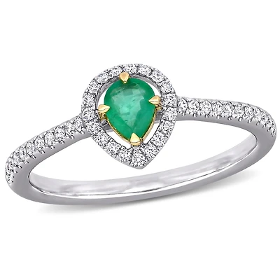 Julianna B 14K White & Yellow Gold Emerald & Diamond Fashion Ring