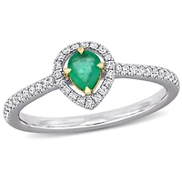 Julianna B 14K White & Yellow Gold Emerald & Diamond Fashion Ring