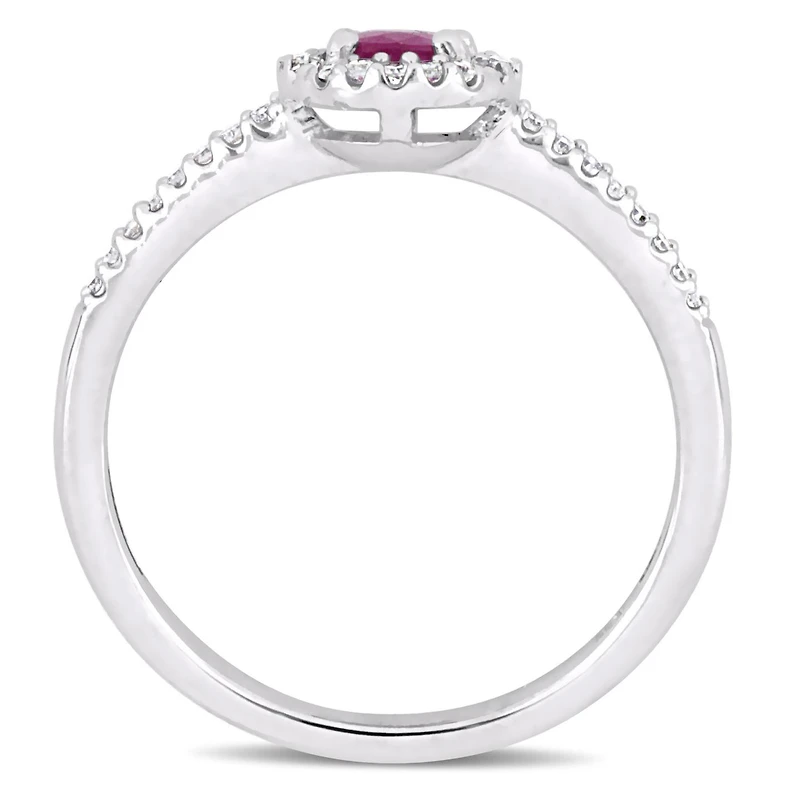 Julianna B 10K White Gold Ruby & 0.12CTW Diamond Halo Fashion Ring