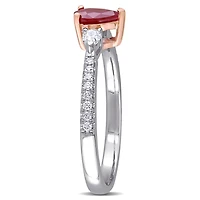 Julianna B 14K White & Rose Gold Ruby & 0.25CT Diamond Three-Stone Ring