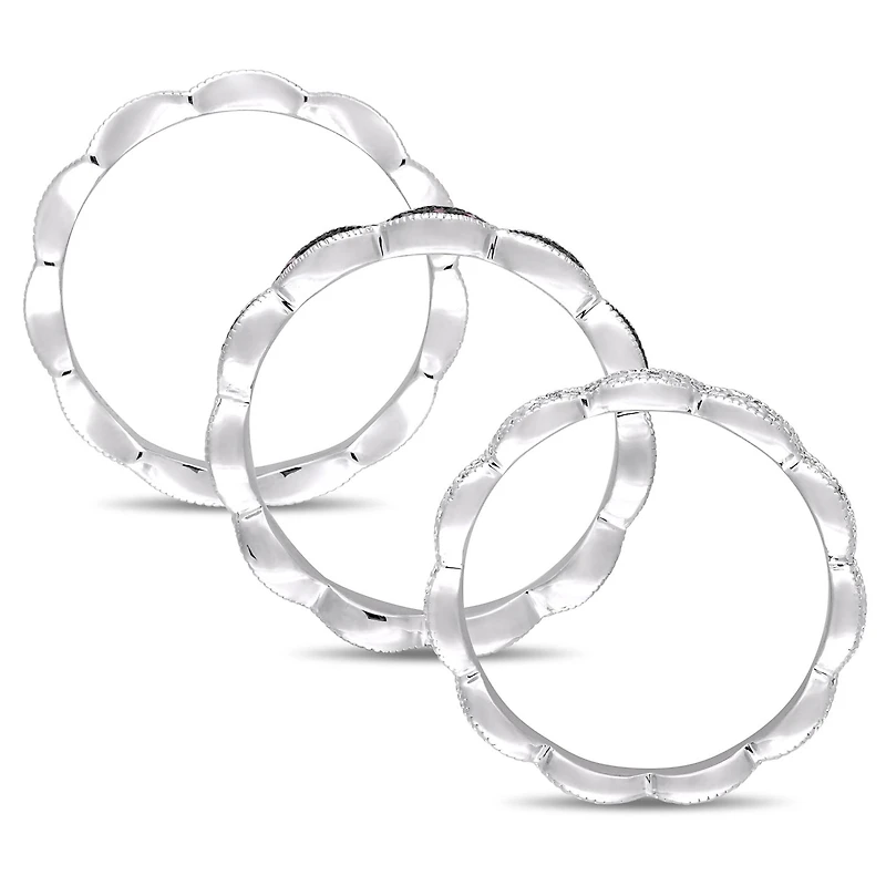 Julianna B Sterling Silver Created Ruby & Created White Sapphire Stackable Ring