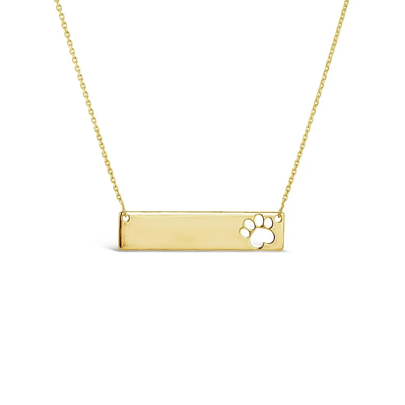 10K Yellow Gold 18" Mini Bar with Paw
