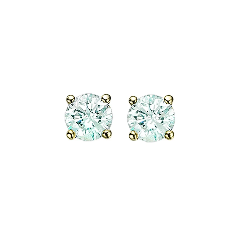 14K Yellow Gold 0.50CTW Diamond Solitaire Studs