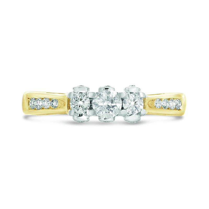 10K Yellow & White Gold 0.50CTW Three-Stone Ring