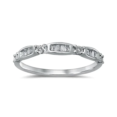 10K White Gold Diamond Stackable Ring