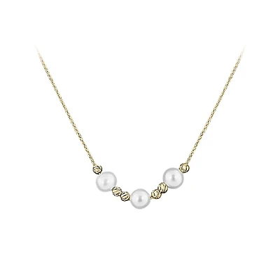 10K Yellow Gold Adjustable Pearl Necklace