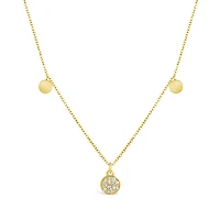 10K Yellow Gold Diamond Disc Necklace
