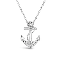 Diamond Addiction Sterling Silver Diamond Anchor Pendant