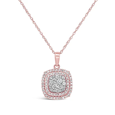 10K Rose & White Gold 0.50CTW Bouquet Pendant