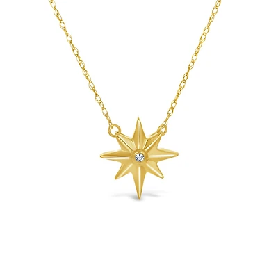 10K Yellow Gold Diamond Star Necklace