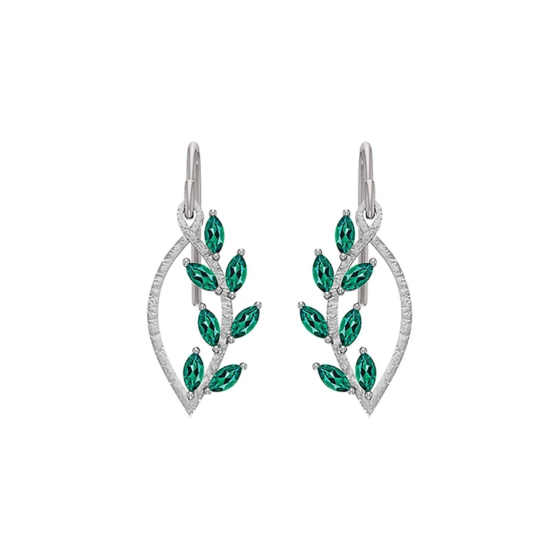 Sterling Silver Created Emerald Earrings