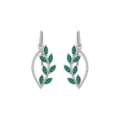 Sterling Silver Created Emerald Earrings