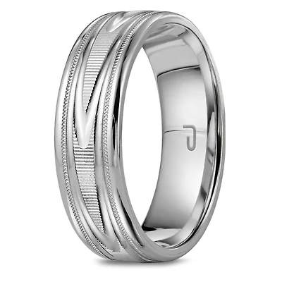 10K White Gold Top & Sterling Silver Interior 6.5mm Wedding Band