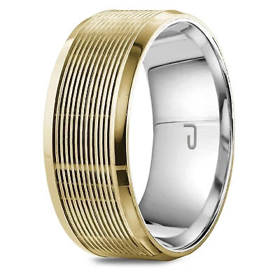 10K Yellow Gold Top & Sterling Silver Interior 8.5mm Wedding Band