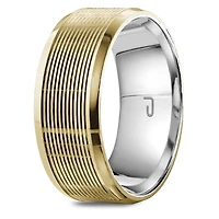 10K Yellow Gold Top & Sterling Silver Interior 8.5mm Wedding Band