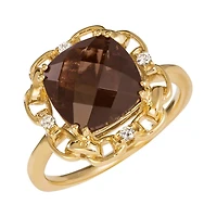 Le Vian 14K Yellow Gold Smoky Quartz & 0.06CT Diamond Ring