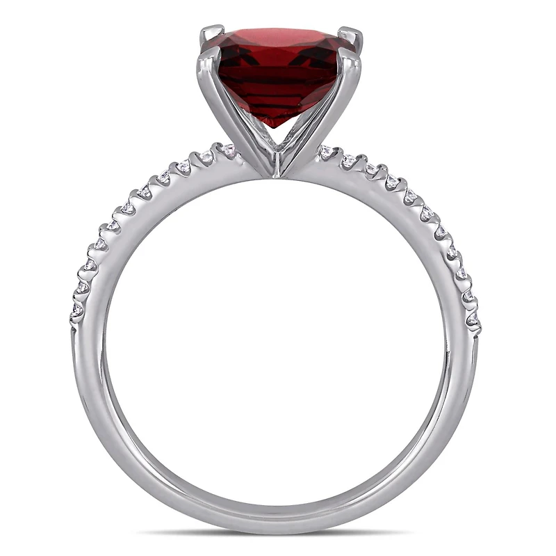 Julianna B 14K White Gold Garnet & 0.10CTW Diamond Fashion Ring