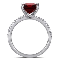 Julianna B 14K White Gold Garnet & 0.10CTW Diamond Fashion Ring